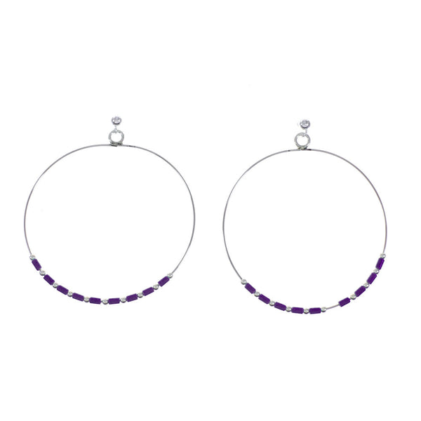Sodalite And Sterling Silver Heishi Post Dangle Earrings XS10040